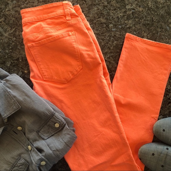 2xHP🎉ANN TAYLOR Orange Modern Fit Skinny Jeans - Picture 3 of 10